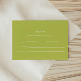 Cartão RSVP Minimalistic Bright Lime Green Wedding