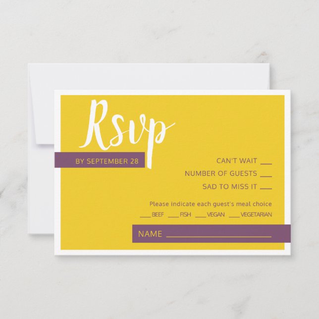 Cartão RSVP Mínimo de casamento roxo moderno (Frente)