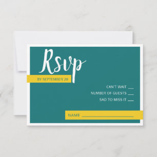 Cartão RSVP Mínimo de casamento verde e amarelo moderno