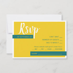 Cartão RSVP Mínimo de casamento verde e amarelo moderno