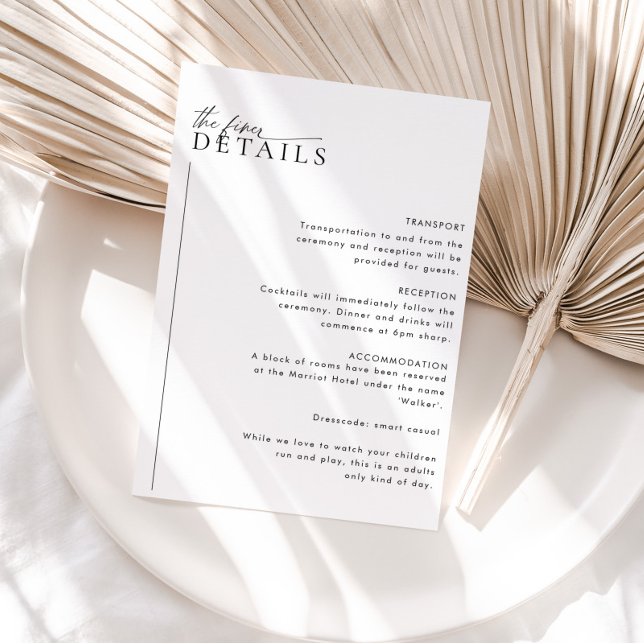 Cartão RSVP Mínimo de Detalhes de Casamento - Placa de Gabinet (LAYLA | Details enclosure card | Matching items available.)