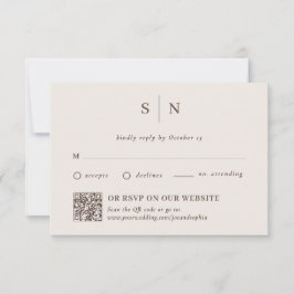 Cartão RSVP Mínimo e Chic Neutro | Tradicional e Código QR