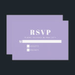 Cartão RSVP Mínimo Moderno Bat Mitzvah Lavanda Roxo<br><div class="desc">Bold Typografia Lavanda Púrpura Simples Mínima Mínima Bat Mitzvah RSVP Card</div>