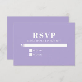 Cartão RSVP Mínimo Moderno Bat Mitzvah Lavanda Roxo