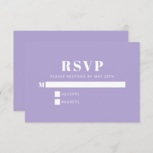 Cartão RSVP Mínimo Moderno Bat Mitzvah Lavanda Roxo