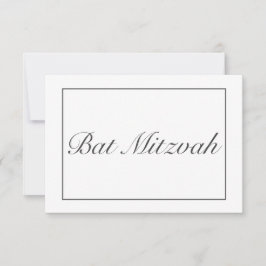 Cartão RSVP Mínimo Moderno Bat Negro Branco Mitzvah