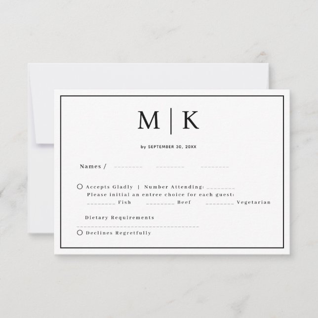 Cartão RSVP Mínimo Simples e Chic | Casamento (Frente)