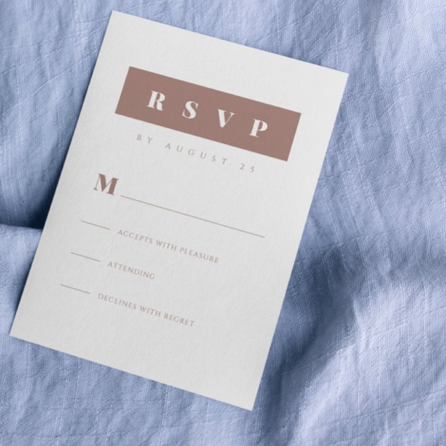 Cartão RSVP Mínimo Simples Marrom Elegante (Criador carregado)
