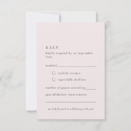 Cartão RSVP Mínimo Suave Rosa Simples Blush Delicado