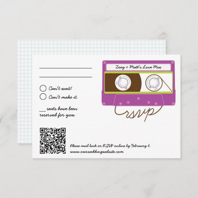 Cartão RSVP Mistura de Entrada Retroativa Casamento Roxo e Lim (Frente/Verso)