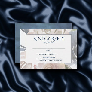 Cartão RSVP Misty Lake   Amável Slate Hued Slate Floral Suave