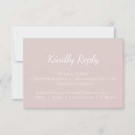 Cartão RSVP Modern Blush - simples casamento de cor-de-rosa