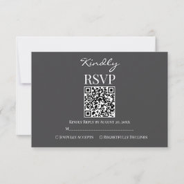 Cartão RSVP Modern Charcoal Gray and White Wedding