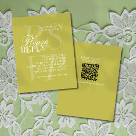 Cartão RSVP Modern Chartreuse Script QR Code Formal Wedding