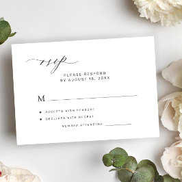 Cartão RSVP Modern elegant minimalist white wedding