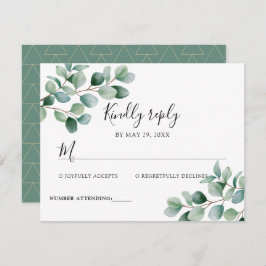 Cartão RSVP Modern Eucalyptus Greenery Wedding