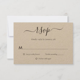 Cartão RSVP Modern Kraft Paper Wedding