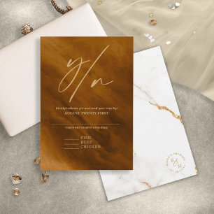 Cartão RSVP Modern Marble Glitter Wedding Dourado V2 ID816