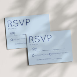 Cartão RSVP Modern Minimal Minimalist Blue Wedding
