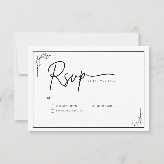 Cartão RSVP Modern Minimalist Elegant Clean (Frente)