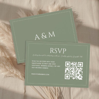 Cartão RSVP Modern minimalist sage green wedding 