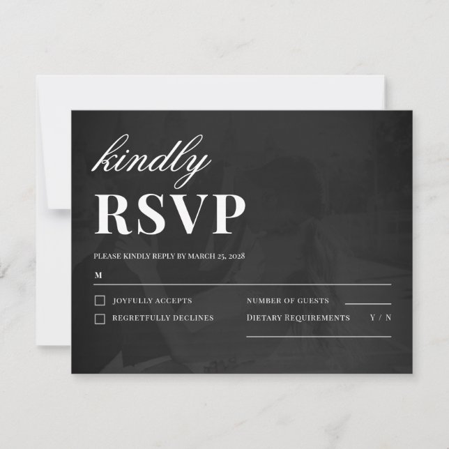 Cartão RSVP Modern Minimalist Save the Date Wedding Details (Frente)