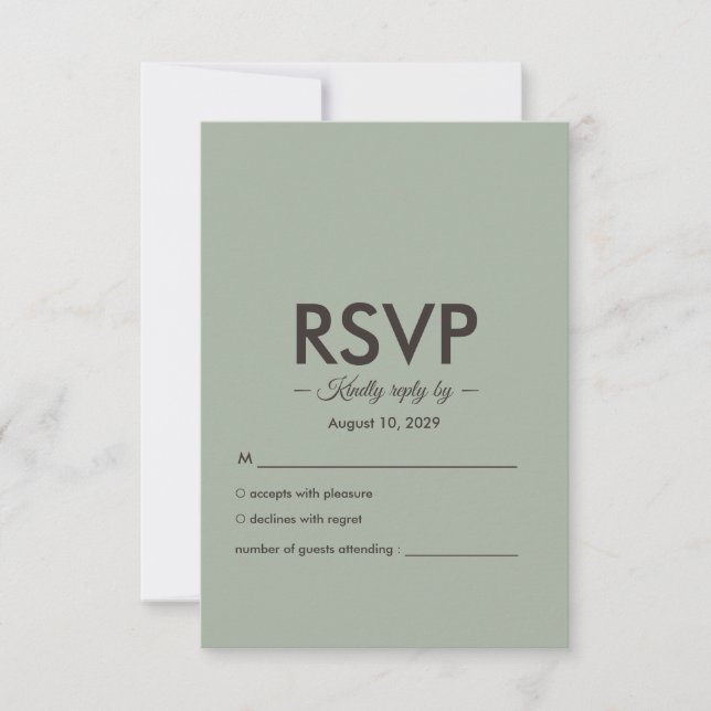 Cartão RSVP Modern Minimalist Wedding | Sage Green Timeless  (Frente)