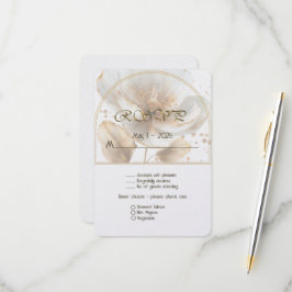 Cartão RSVP Modern Minimalist White and Gold Wedding