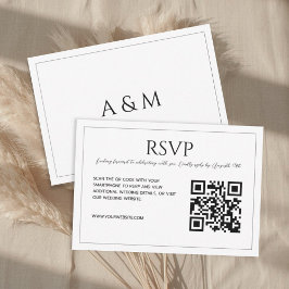 Cartão RSVP Modern minimalist white black wedding