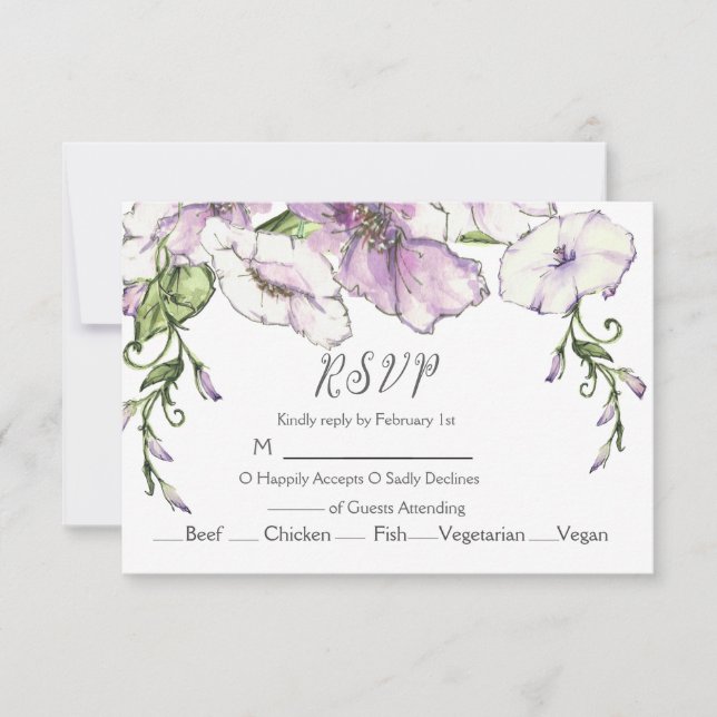 Cartão RSVP Modern Pansy Wedding (Frente)