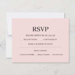 Cartão RSVP Modern Pink Blush Wedding