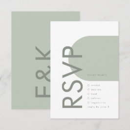 Cartão RSVP Modern Sage Arch Moss Abstrato Japandi Minimalismo
