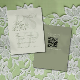 Cartão RSVP Modern Script Sage Green Formal Wedding