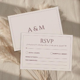 Cartão RSVP Modern simple tan minimalist wedding