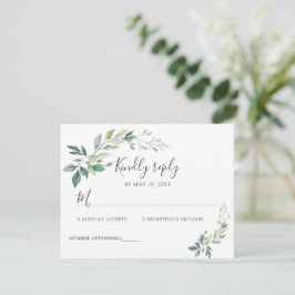 Cartão RSVP Modern Watercolor Eucalyptus Leaves Greenery