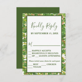 Cartão RSVP Modern Watercolor Greenery Wedding