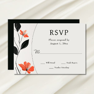 Cartão RSVP Moderna Elegância Floral com Casamento Bold Blooms