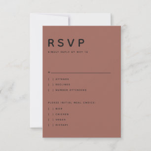 Cartão RSVP MODERNA TERRA COTTA EDITORIAL TUDO EM MAIÚSCULAS i
