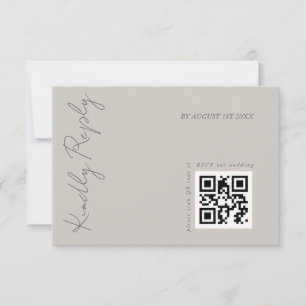 Cartão RSVP Moderno código QR de casamento cinza quente e eleg