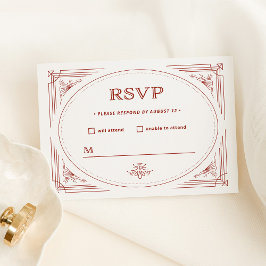 Cartão RSVP Moderno Deco | Prata Claro Branco com Casamento Ve