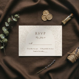 Cartão rsvp moderno elegante de casamento castanho
