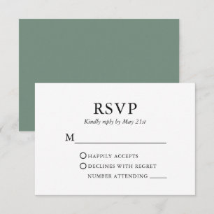 Cartão RSVP Moderno Elegante, Minimalista Casamento Verde