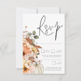 Cartão RSVP Moderno outono Florais Pumpkin Código QR