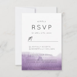 Cartão RSVP Moderno Roxo Abstrato Aquarela Chique Casamento