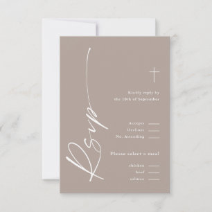 Cartão RSVP Moderno Script Elegante Neutro em Gênero Boho Bati
