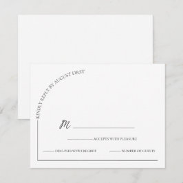 Cartão RSVP Moderno Simples Branco Preto