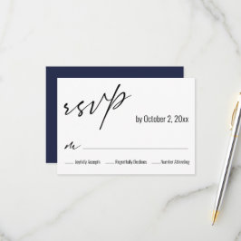 Cartão RSVP Moderno Simples Elegante Casamento de Volta Azul M