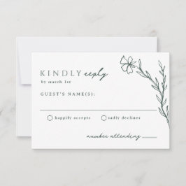 Cartão RSVP Moisés Escuro Emerald Verde Moderno Estencioso Bot