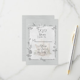Cartão RSVP Moldura Brilhante Elegante e Espelhada 