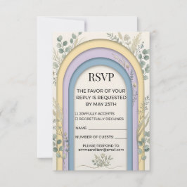 Cartão RSVP Moldura de Arco Pastel Minimalista Botânica de Cas